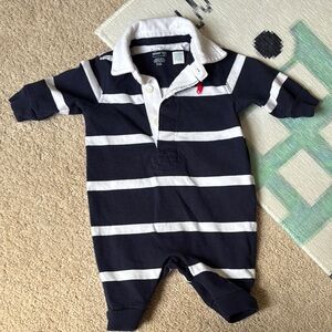 Polo by Ralph Lauren Blue and White Striped Footies